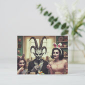 Gruseliger Horror am Ostertisch Postkarte (Stehend Vorderseite)