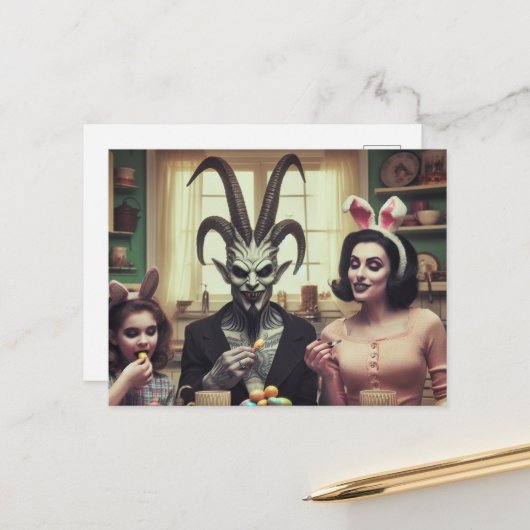 Gruseliger Horror am Ostertisch Postkarte (Vorderseite/Rückseite Beispiel)