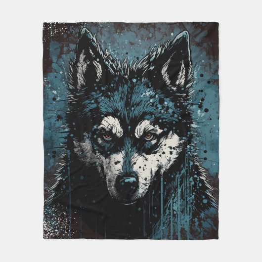 gruseliger Husky - Fleecedecke (Vorderseite)