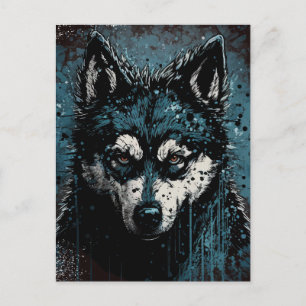 gruseliger Husky - Fleecedecke Postkarte