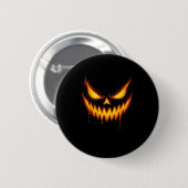 Gruseliger Jack O Lantern Geschnitztes Kürbisgesic Button (Vorne & Hinten)