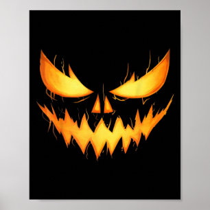 Gruseliger Jack O Lantern Geschnitztes Kürbisgesic Poster