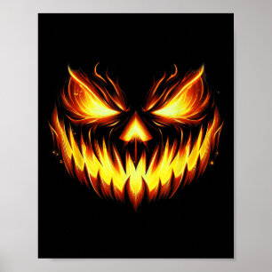 Gruseliger Jack O Lantern Geschnitztes Kürbisgesic Poster