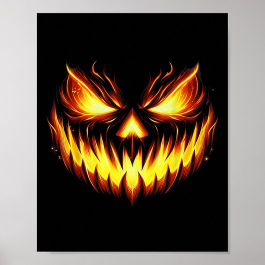 Gruseliger Jack O Lantern Geschnitztes Kürbisgesic Poster (Vorne)
