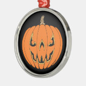 Gruseliger Jack-o'-Lantern Halloween-Entwurf Ornament Aus Metall (Links)