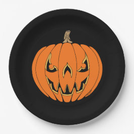 Gruseliger Jack-o'-Lantern Halloween-Entwurf Pappteller