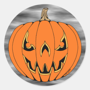 Gruseliger Jack-o'-Lantern Halloween-Entwurf Runder Aufkleber