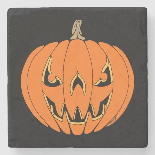 Gruseliger Jack-o'-Lantern Halloween-Entwurf Steinuntersetzer (Vorderseite)