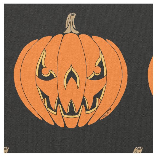 Gruseliger Jack-o'-Lantern Halloween-Entwurf Stoff (Nahaufnahme)