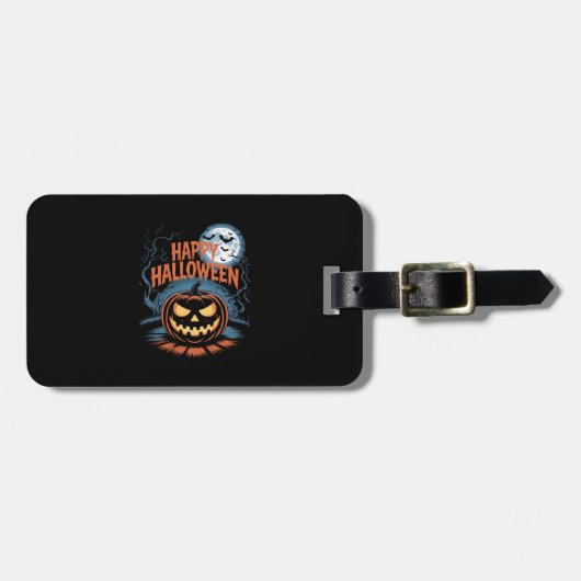 Gruseliger Jack O� Lantern Halloween Gepäckanhänger (Vorderseite horizontal)