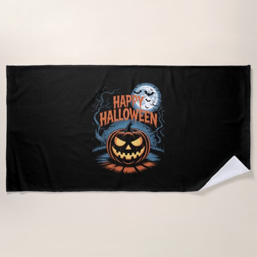Gruseliger Jack O’ Lantern Halloween Strandtuch (Vorderseite)