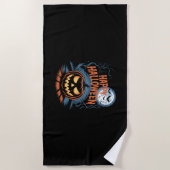 Gruseliger Jack O’ Lantern Halloween Strandtuch (Vorderseite)