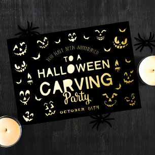 Gruseliger Jack O Lantern Kürbis Halloween-Schnitz Folieneinladung