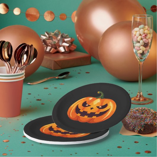 Gruseliger Jack-o'-Lantern-Kürbis-Halloween-Teller Pappteller (Multi)