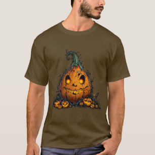 Gruseliger Jack O’Lantern-Kürbis mit leuchtenden A T-Shirt