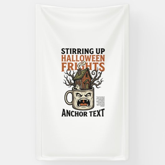 Gruseliger Kaffee Halloween Verfluchter Becher Gra Banner (Vertikal)