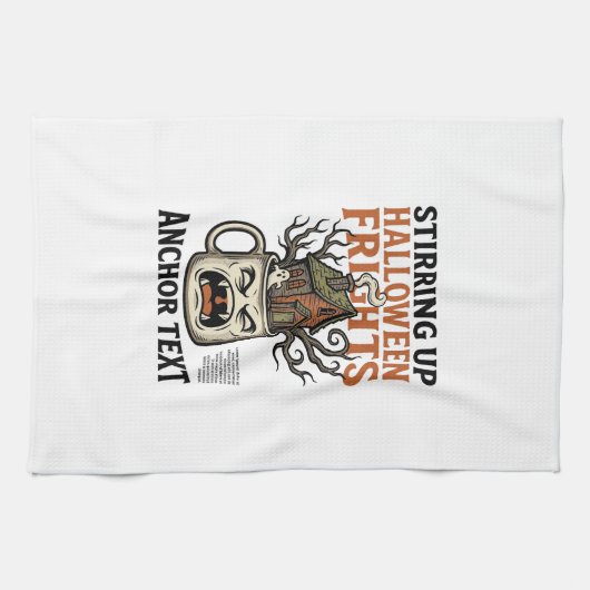 Gruseliger Kaffee Halloween Verfluchter Becher Gra Geschirrtuch (Horizontal)