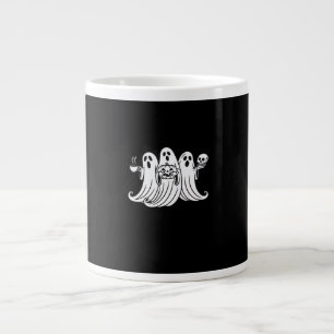 Gruseliger Kaffee schlürfender Kürbis haltend Jumbo-Tasse