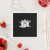 Gruseliger Kaffee schlürfender Kürbis haltend Serviette (Beispiel)