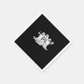 Gruseliger Kaffee schlürfender Kürbis haltend Serviette (Ecke)