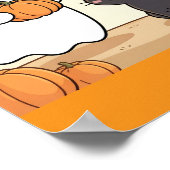 Gruseliger Kawaii-Geist Spaß mit schwarzer Katze Poster (Ecke)