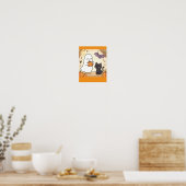 Gruseliger Kawaii-Geist Spaß mit schwarzer Katze Poster (Küche)