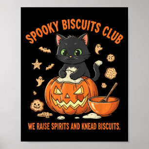 Gruseliger Kekse Club Katze Lustiger Halloween-Bac Poster