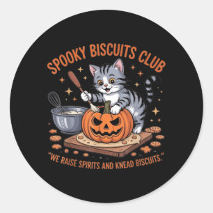 Gruseliger Kekse Club Katze Lustiges Halloween Runder Aufkleber