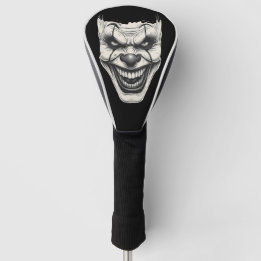 Gruseliger Killer-Clown-Lächeln Monochrom Golf Headcover