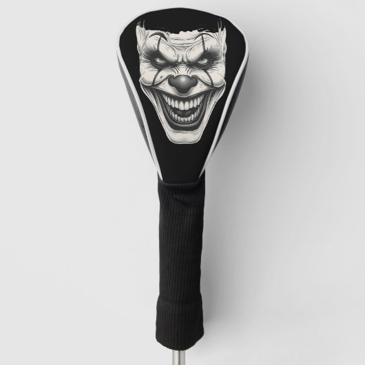 Gruseliger Killer-Clown-Lächeln Monochrom Golf Headcover (Vorderseite)