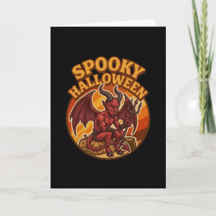 Gruseliger Kleiner Teufel Halloween Retro-Design Karte
