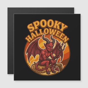 Gruseliger kleiner Teufel Halloween Retro-Design Magnetkarte