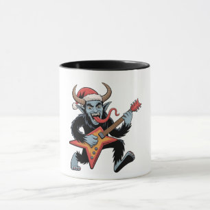 Gruseliger Krampus Gitarre E-Rock Weihnachten Tasse