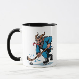 Gruseliger Krampus spielt Eishockey Weihnachten  Tasse
