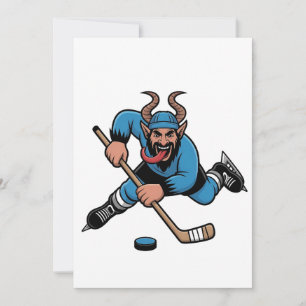 Gruseliger Krampus spielt Eishockeysport  Dankeskarte