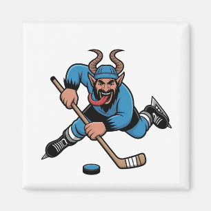 Gruseliger Krampus spielt Eishockeysport Magnet