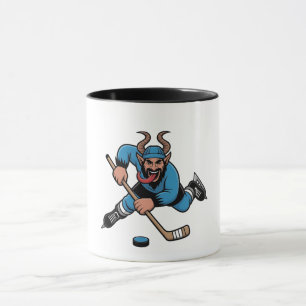Gruseliger Krampus spielt Eishockeysport Tasse