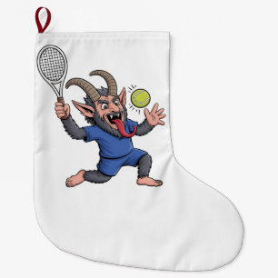 Gruseliger Krampus spielt Tennis Weihnachten  Großer Weihnachtsstrumpf