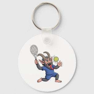 Gruseliger Krampus spielt Tennis Weihnachten Schlüsselanhänger