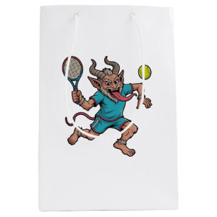 Gruseliger Krampus spielt Tennis Weihnachts Sport  Mittlere Geschenktüte
