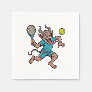 Gruseliger Krampus spielt Tennis Weihnachts Sport  Serviette