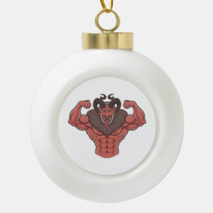 Gruseliger Krampus Weihnachten Flexing Muskel Fitn Keramik Kugel-Ornament