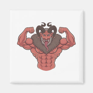 Gruseliger Krampus Weihnachten Flexing Muskel Fitn Magnet
