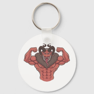 Gruseliger Krampus Weihnachten Flexing Muskel Fitn Schlüsselanhänger