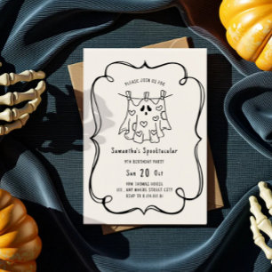 Gruseliger Kritzel-Geist Halloween Geburtstagsfeie Einladung