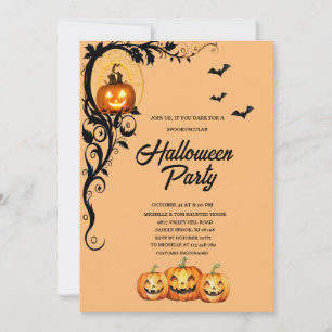 Gruseliger Kürbis Fledermäuse Erwachsene Halloween Einladung