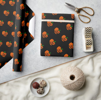 Gruseliger Kürbis Frohes Halloween Screwball Grafi Geschenkpapier