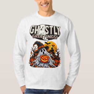 Gruseliger Kürbis-Geist Halloween-Design T-Shirt