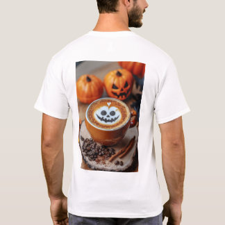 Gruseliger Kürbis-Gewürz-Latte-Art-Halloween-Kaffe T-Shirt