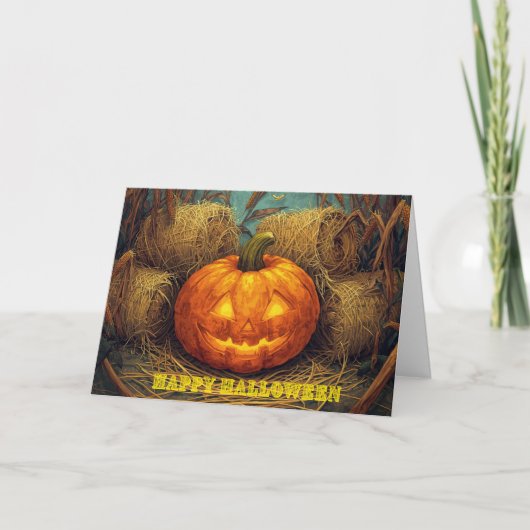 Gruseliger Kürbis Halloween Feiertagskarte (Vorderseite)